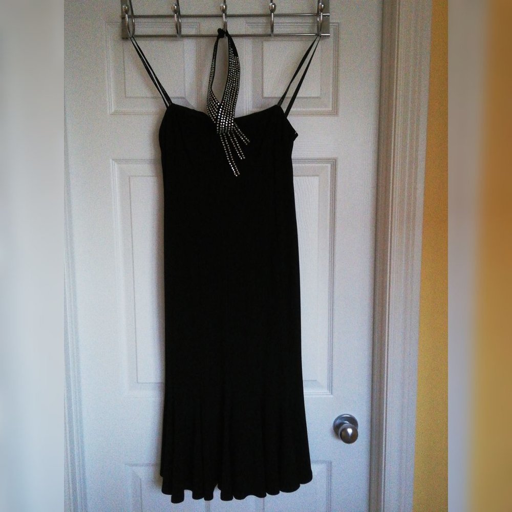 Joseph Ribkoff Black Dress with Faux Diamonds